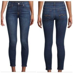 7 For All Mankind Gwenevere Crop Ankle Denim Jeans Dark Wash Stretch Sz 32